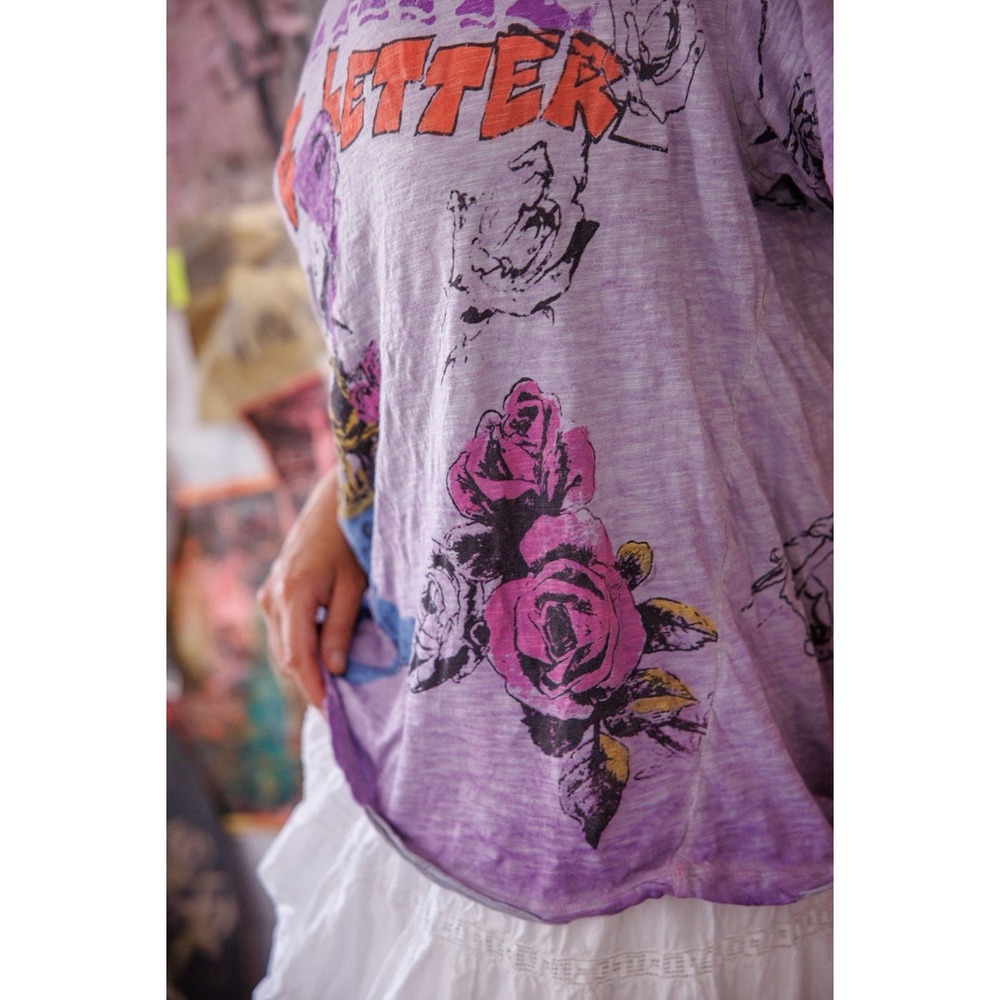 NWT Magnolia Pearl Purple Mermaid Love Letters Tee Hand Distressed One Size OSFM - Picture 6 of 16